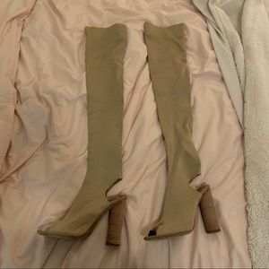 Yeezy season 2 over the knee nude heels